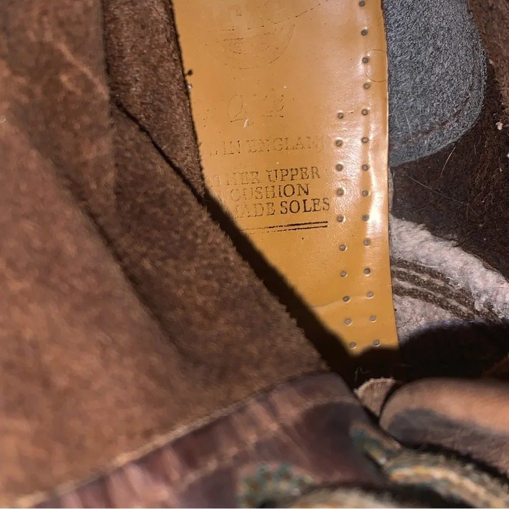 90s Dr.‎ Martens Mens 12 Boots Made In England Brown Lace-Up Inscribed 8 Eyelets